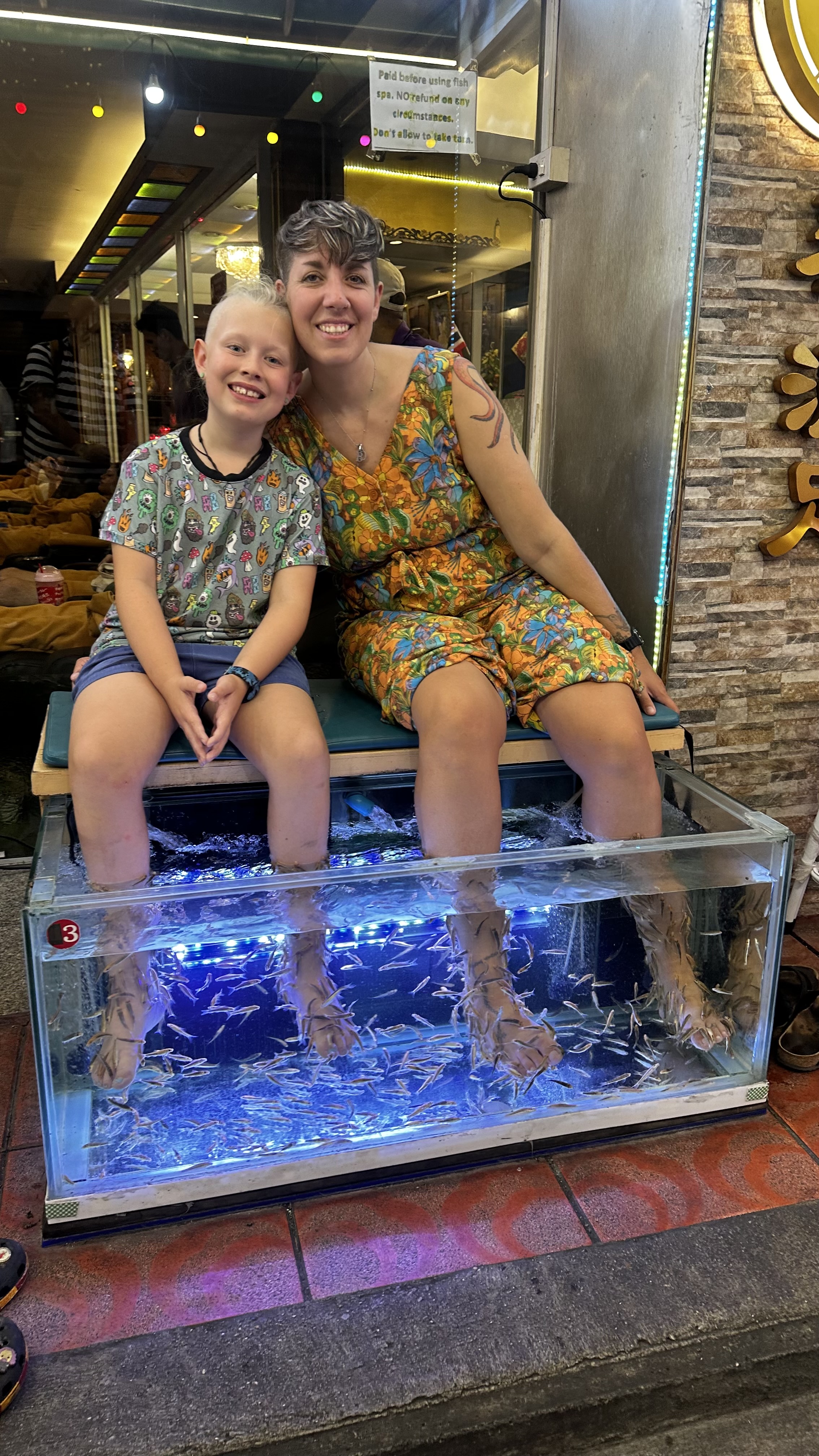 Enjoying our first fish spa