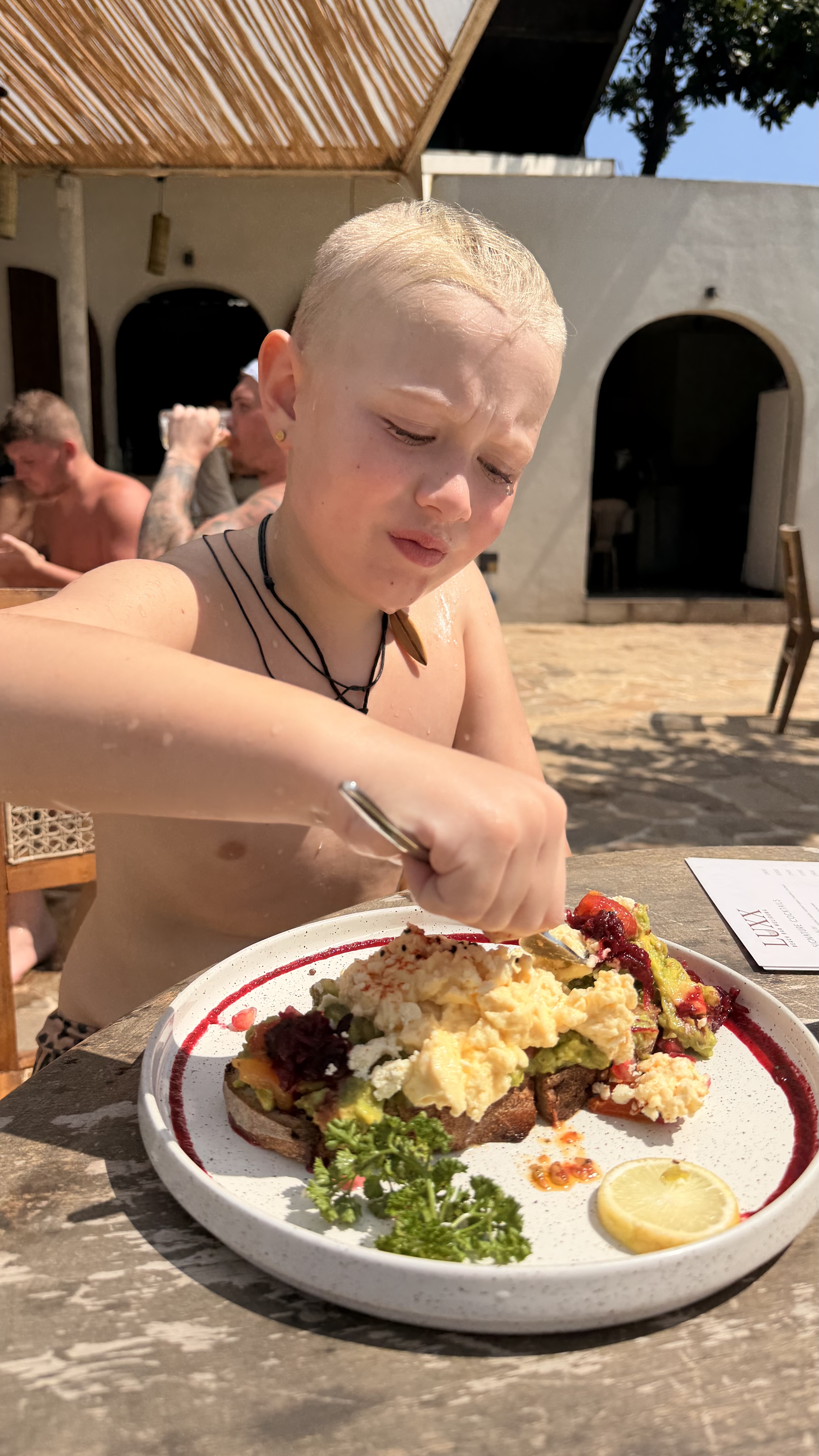 Jax enjoying his lunch