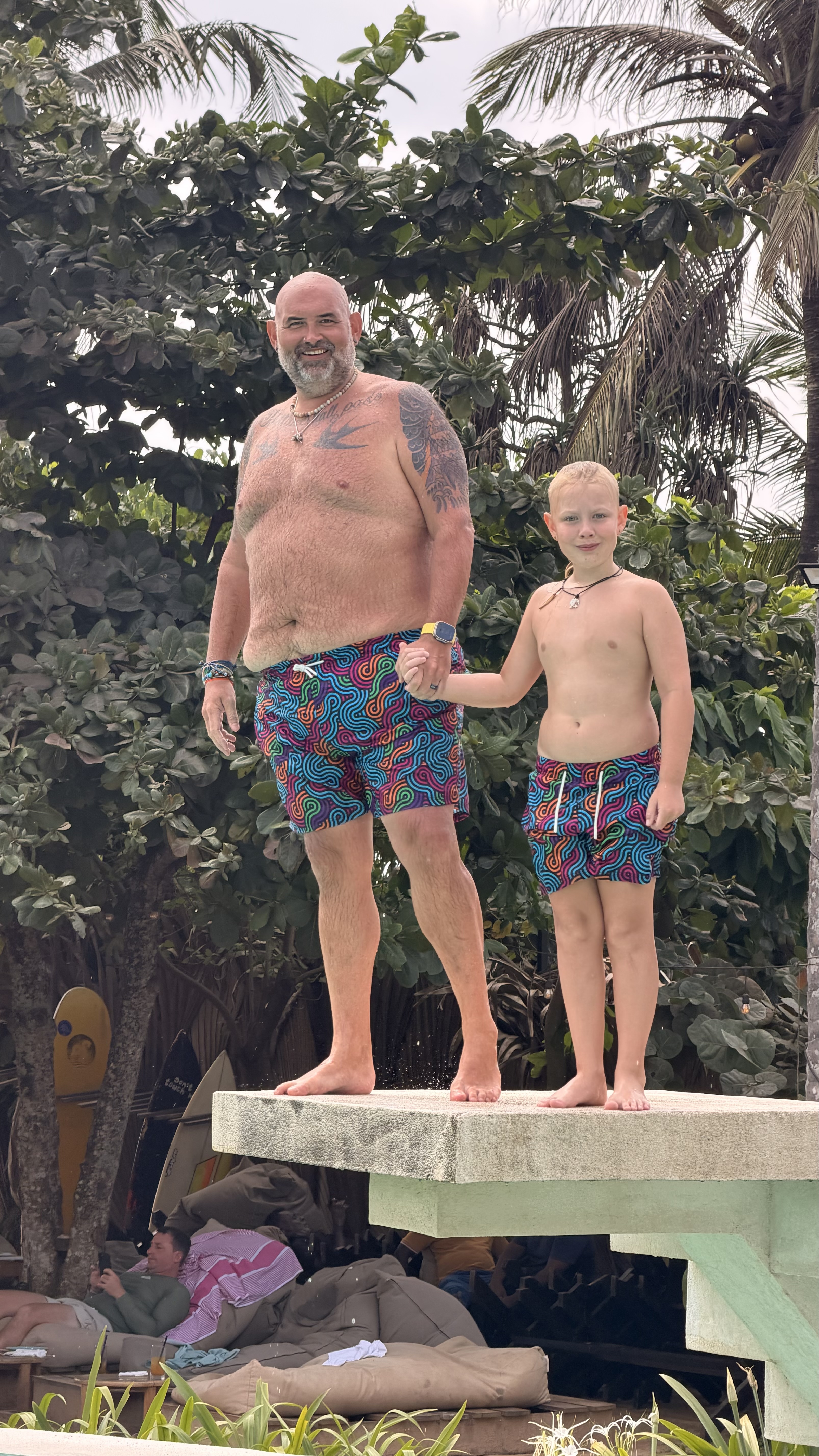 Oli and Jax jumping from the ledge