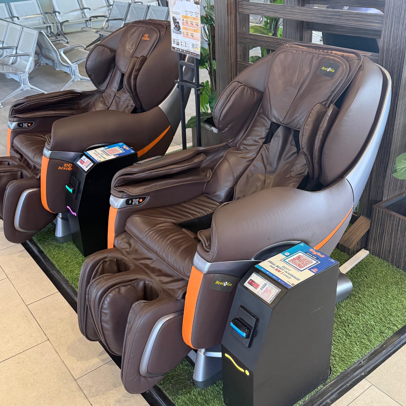Massage chairs in the waiting area