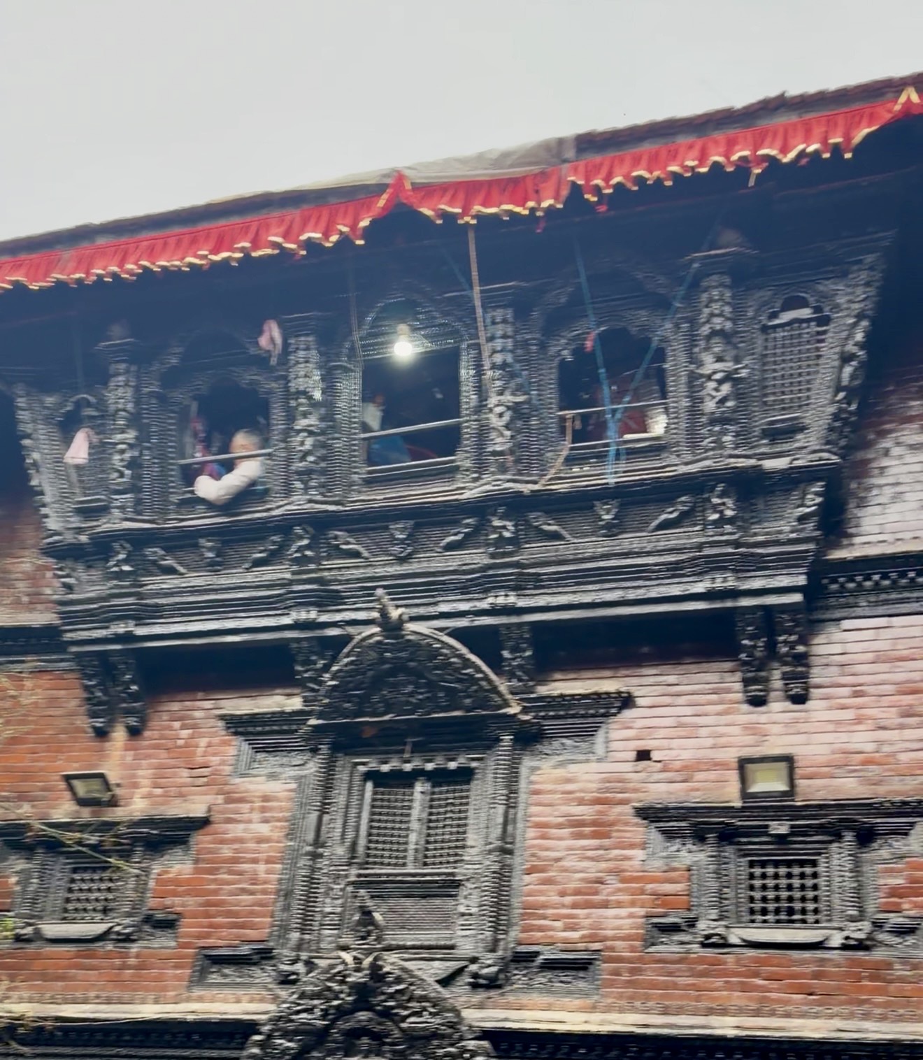 Closer shot of the balcony where the Kumari looks out of.